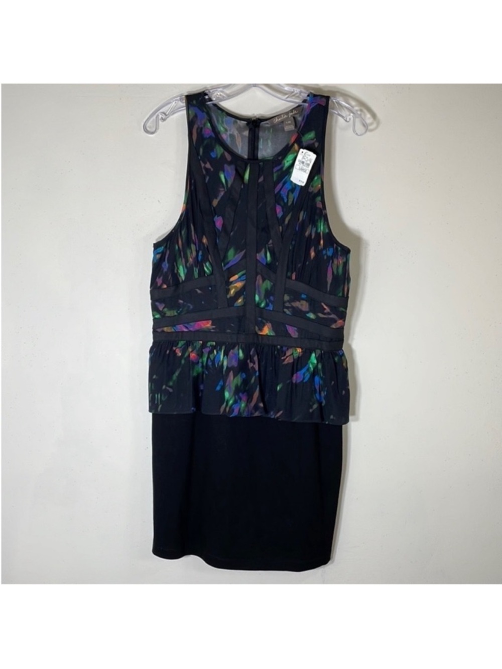 Charlie Jade Silk & Leather Shift Dress.  Large. NWT. $174!